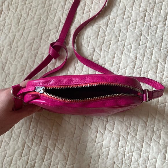 Hot Pink Leather Crossbody Bag - Picture 2 of 4